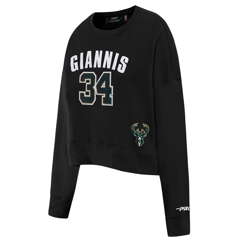 NBA MILWAUKEE BUCKS GIANNIS ANTETOKOUNMPO #34 CLASSIC PNN WOMEN'S FLC (BLACK)