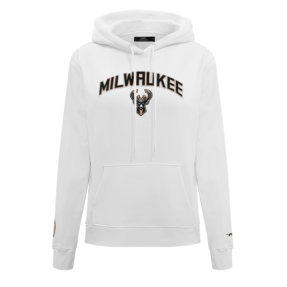 Men's Milwaukee Bucks Pro Standard White Collection Pullover Hoodie