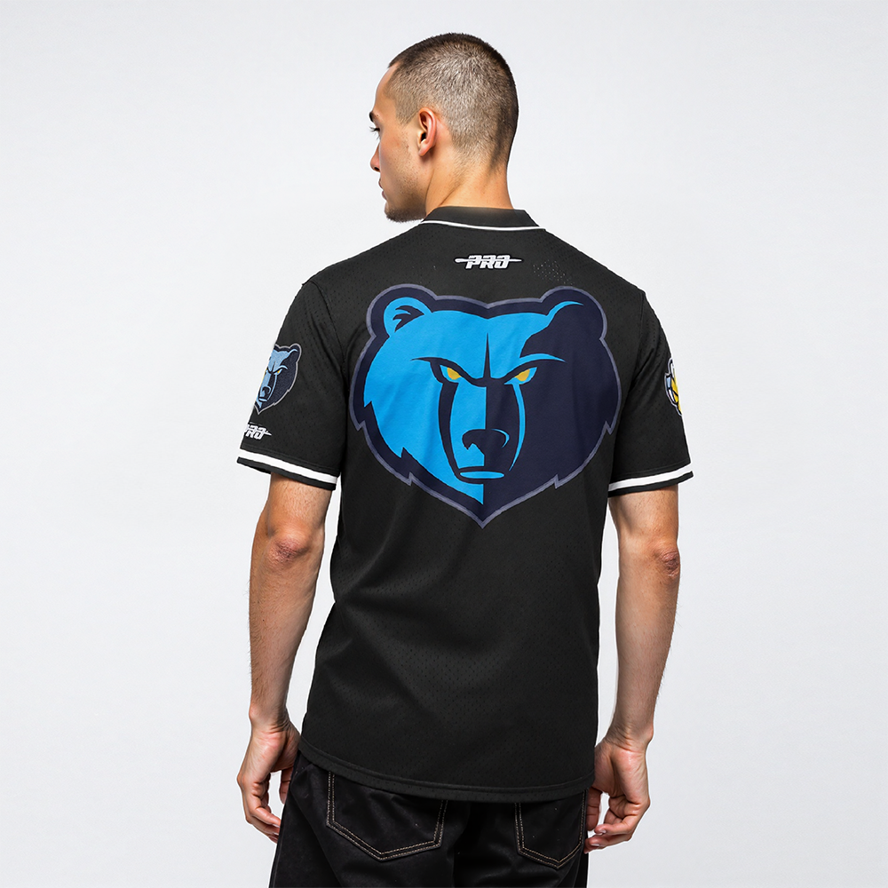 NBA MEMPHIS GRIZZLIES JA MORANT #12 CLASSIC MESH PNN MEN'S MESH BUTTON DOWN SHIRT (BLACK)