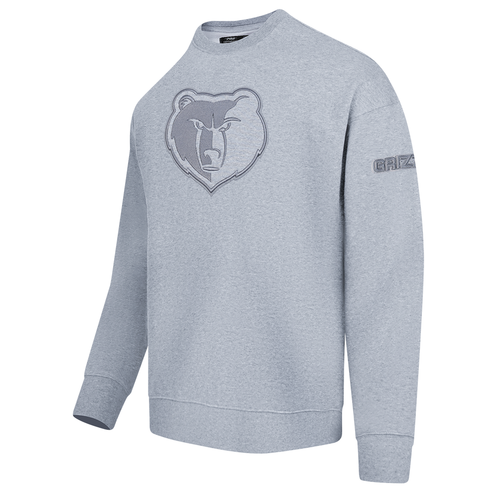 NBA MEMPHIS GRIZZLIES NEUTRAL MEN'S DROP SHOULDER FLC CREWNECK (DARK HEATHER GRAY)