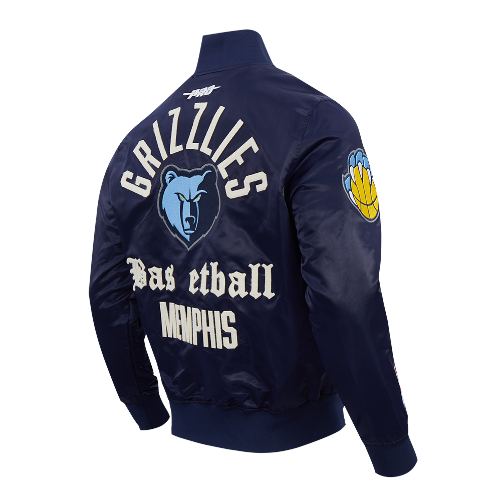 NBA MEMPHIS GRIZZLIES MODERN ORIGINALS MEN'S SATIN JACKET (NAVY)