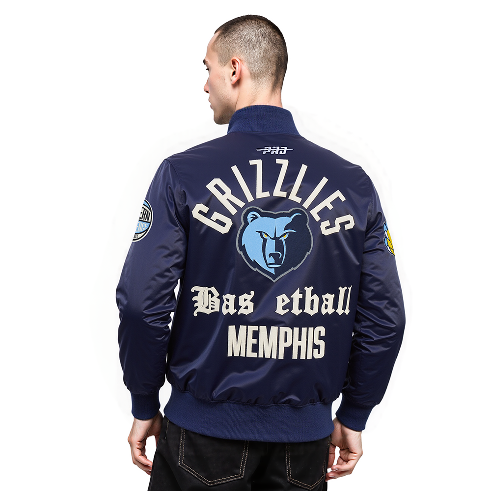 NBA MEMPHIS GRIZZLIES MODERN ORIGINALS MEN'S SATIN JACKET (NAVY)