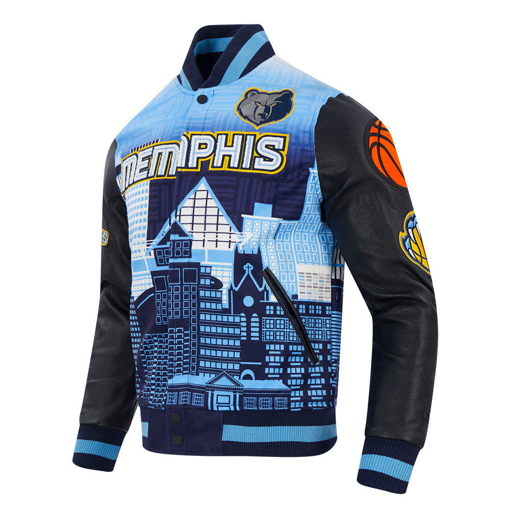 NBA MEMPHIS GRIZZLIES REMIX MEN'S VARSITY JACKET (BLUE)