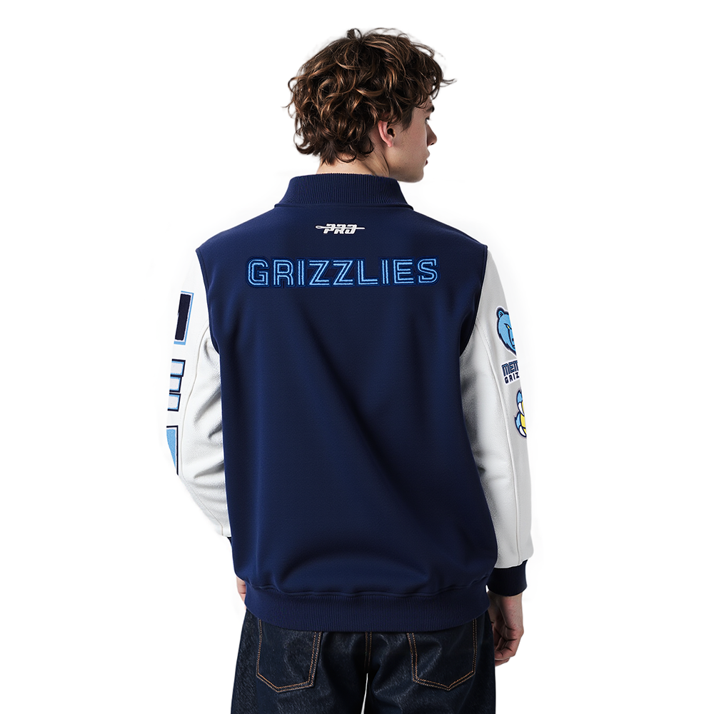 NBA MEMPHIS GRIZZLIES CLASSIC MEN'S WOOL VARSITY JACKET (MIDNIGHT NAVY/WHITE)