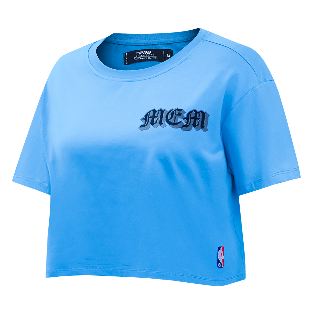 NBA MEMPHIS GRIZZLIES OLD ENGLISH WOMEN'S SJ BOXY TEE (UNIVERSITY BLUE)