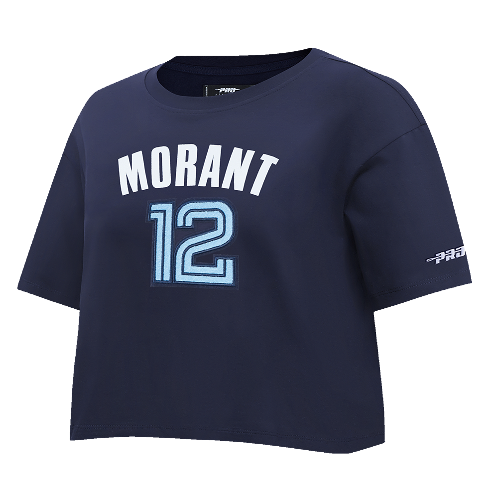 NBA MEMPHIS GRIZZLIES JA MORANT #12 CLASSIC PNN WOMEN'S SJ BOXY TEE (MIDNIGHT NAVY)