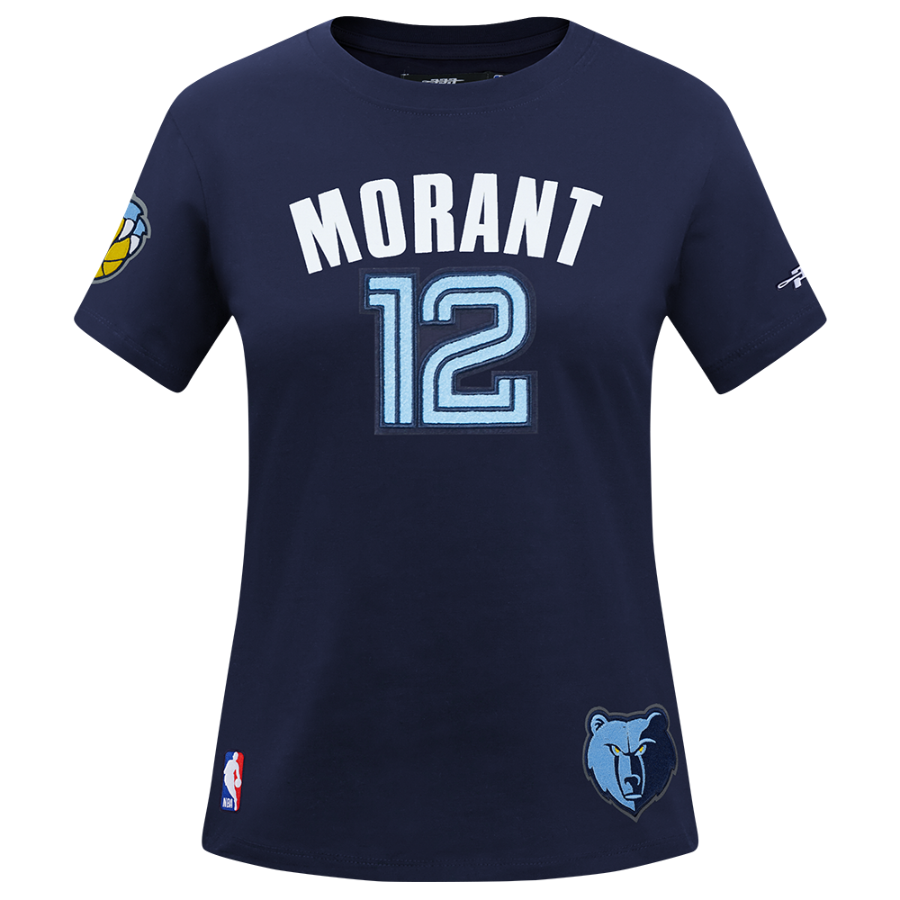 NBA MEMPHIS GRIZZLIES JA MORANT #12 CLASSIC PNN WOMEN'S SJ BOXY TEE (MIDNIGHT NAVY)