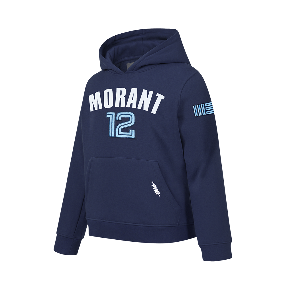 NBA MEMPHIS GRIZZLIES JA MORANT #12 CLASSIC PNN BIG BOY'S FLEECE PO HOO (MIDNIGHT NAVY)