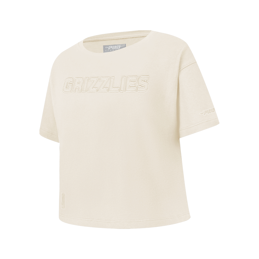 NBA MEMPHIS GRIZZLIES NEUTRAL BIG GIRLS SHORT SLEEVE BOXY TEE (EGGSHELL)
