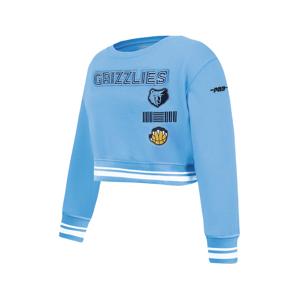 NBA MEMPHIS GRIZZLIES RETRO CLASSIC BIG GIRLS  RIB FLEECE CREWNECK (UNIVERSITY BLUE)