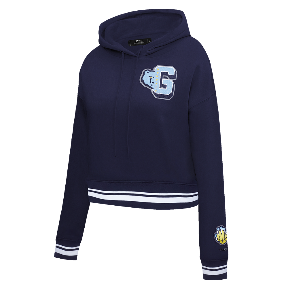 NBA MEMPHIS GRIZZLIES MASHUP WOMEN'S RIB CROPPED PULLOVER HOODIE (MIDNIGHT NAVY)