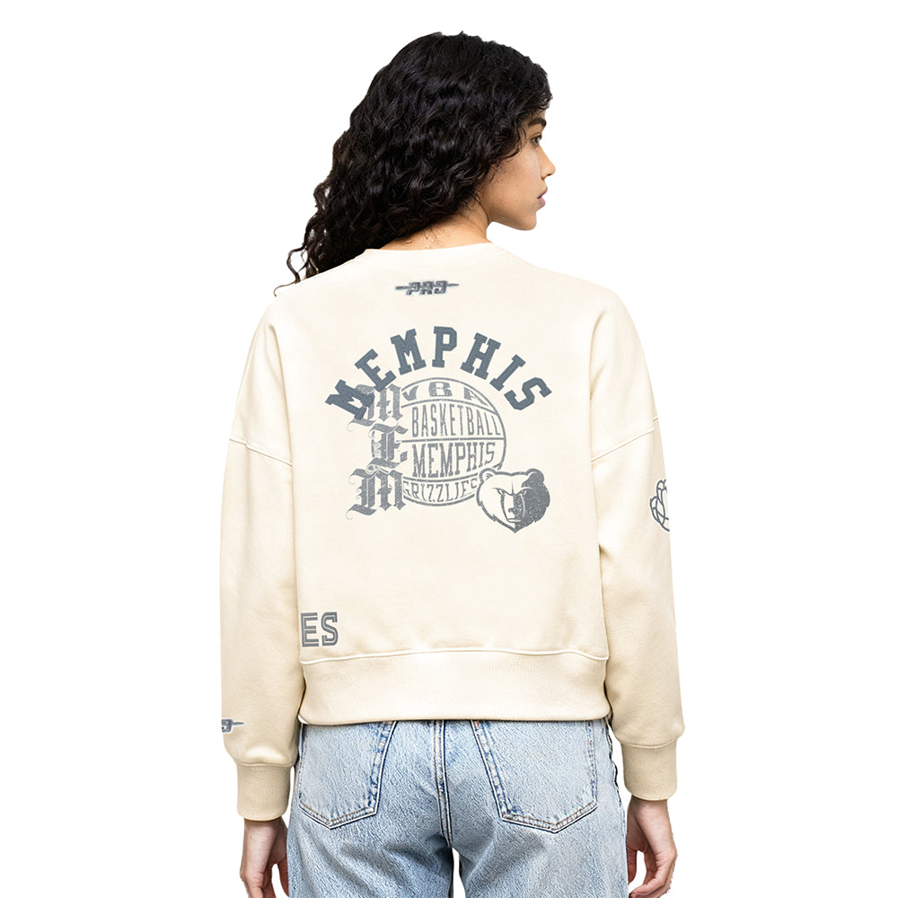 NBA MEMPHIS GRIZZLIES STREET TEAM WOMEN'S FLC CREWNECK (EGGSHELL)