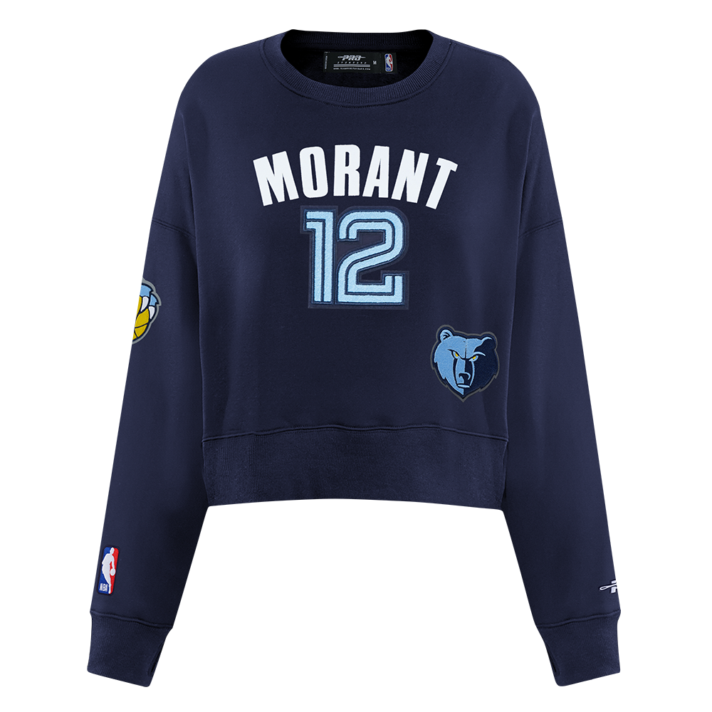 NBA MEMPHIS GRIZZLIES JA MORANT #12 CLASSIC PNN WOMEN'S SJ BOXY TEE (MIDNIGHT NAVY)
