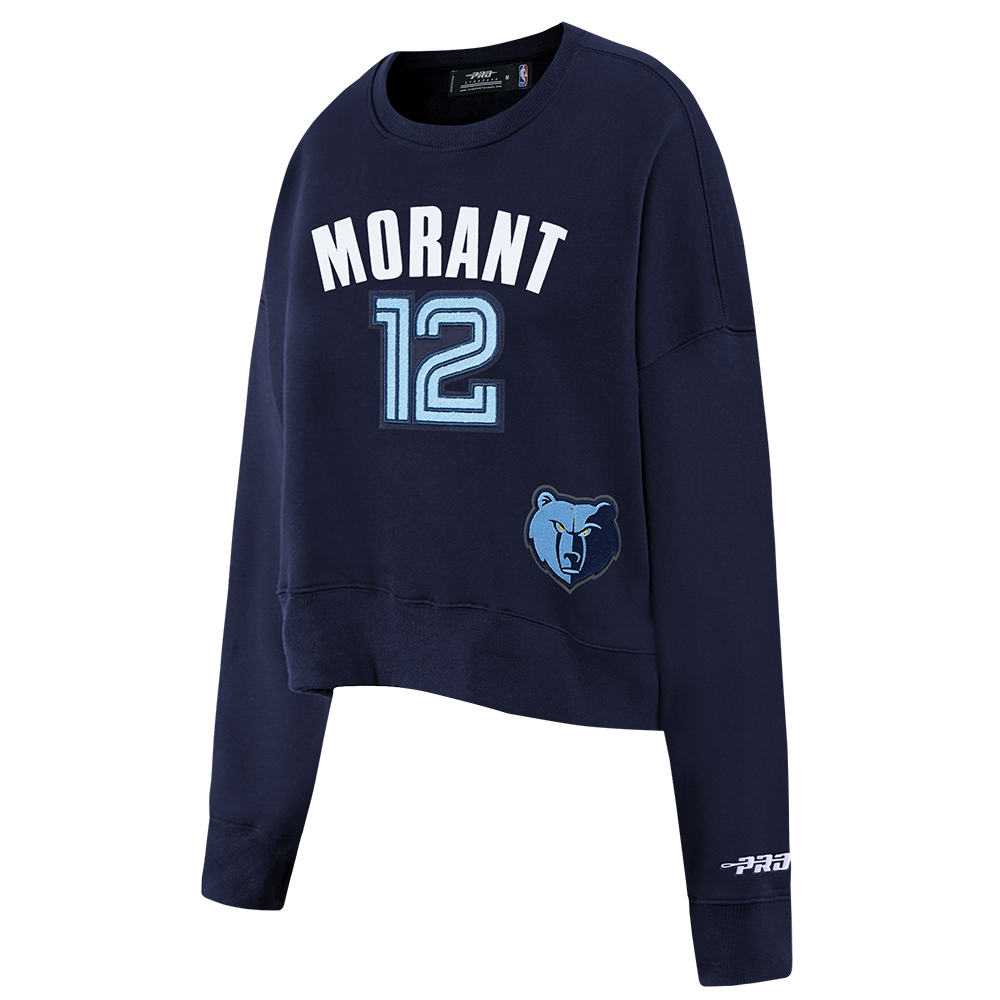 NBA MEMPHIS GRIZZLIES JA MORANT #12 CLASSIC PNN WOMEN'S SJ BOXY TEE (MIDNIGHT NAVY)