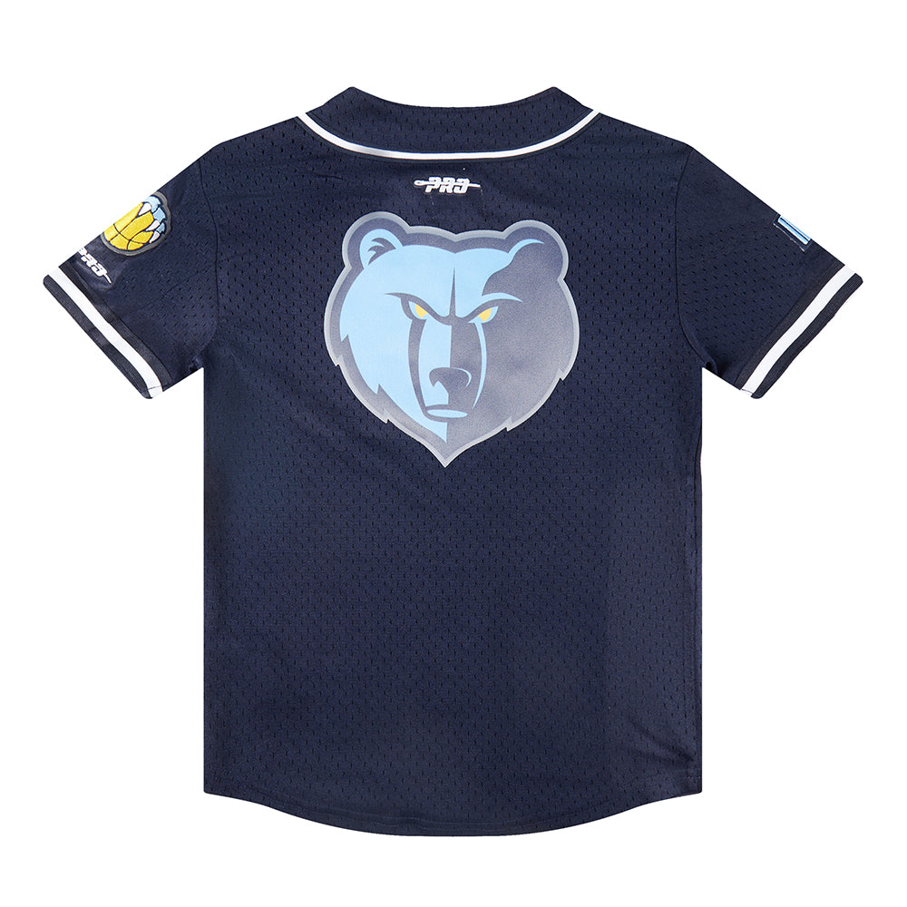 NBA MEMPHIS GRIZZLIES CLASSIC LITTLE BOYS MESH BUTTON DOWN SHIRT (MIDNIGHT NAVY)