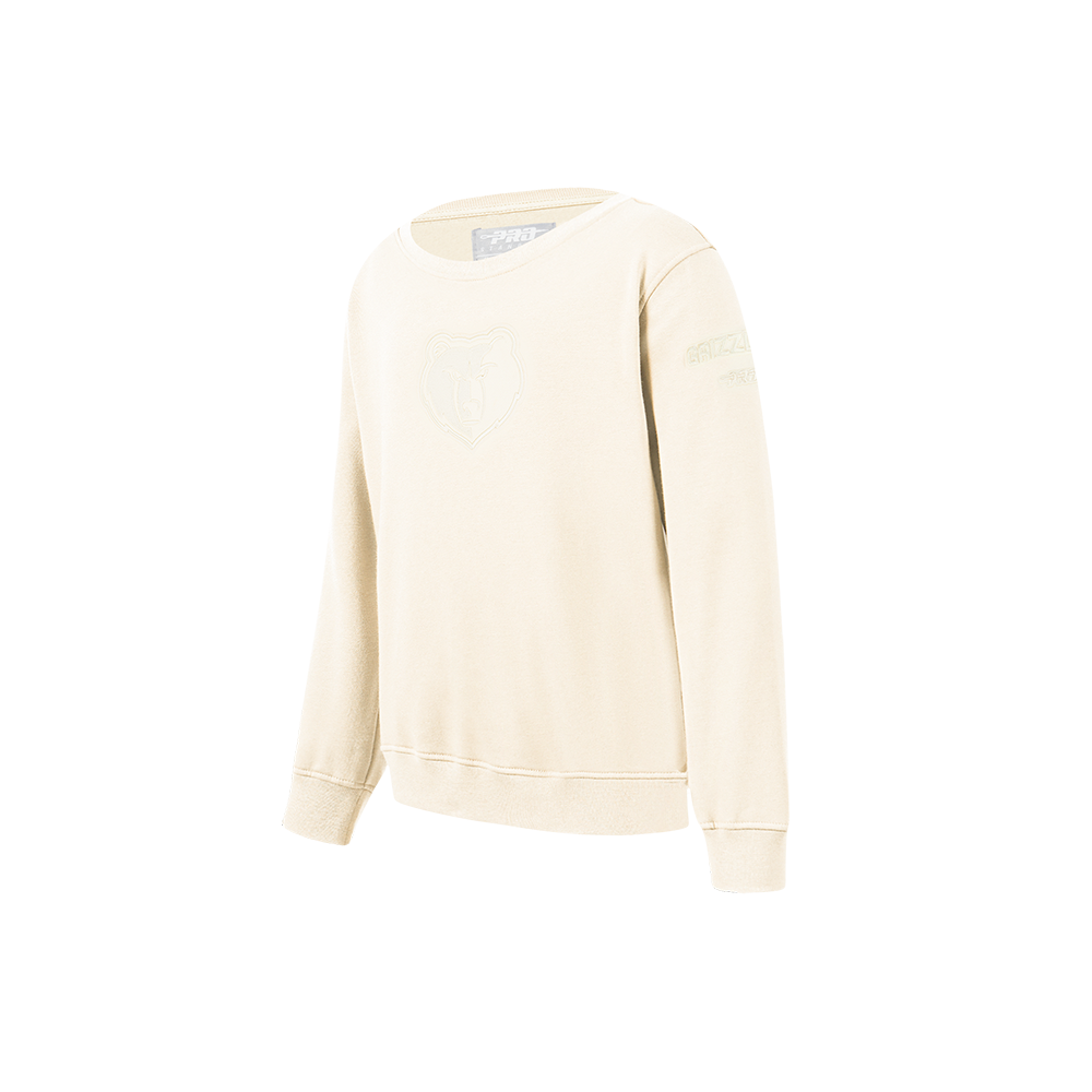 NBA MEMPHIS GRIZZLIES NEUTRAL LITTLE BOYS FLEECE CREWNECK (EGGSHELL)