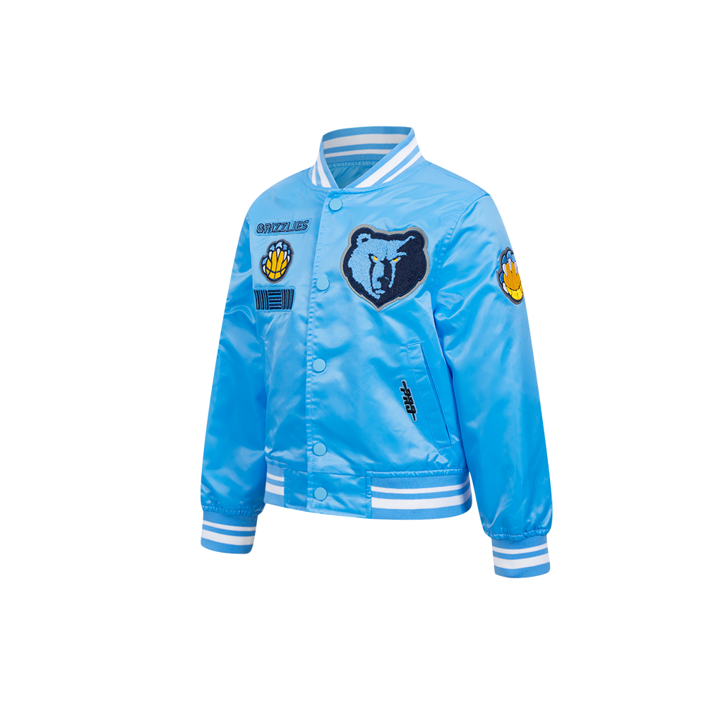 NBA MEMPHIS GRIZZLIES RETRO CLASSIC LITTLE BOYS RIB SATIN JACKET (UNIVERSITY BLUE)