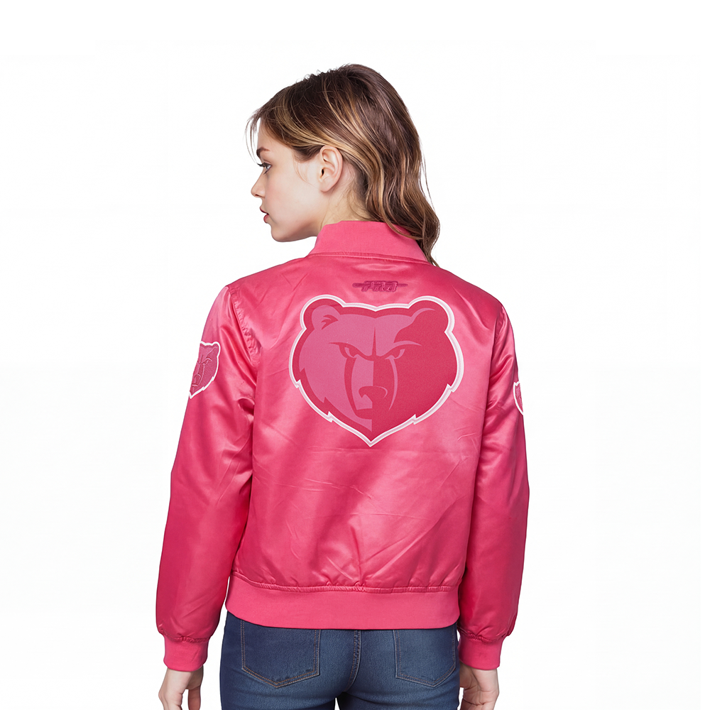 NBA MEMPHIS GRIZZLIES TRIPLE PINK LITTLE GIRLS  SATIN JACKET (BEETROOT PURPLE)