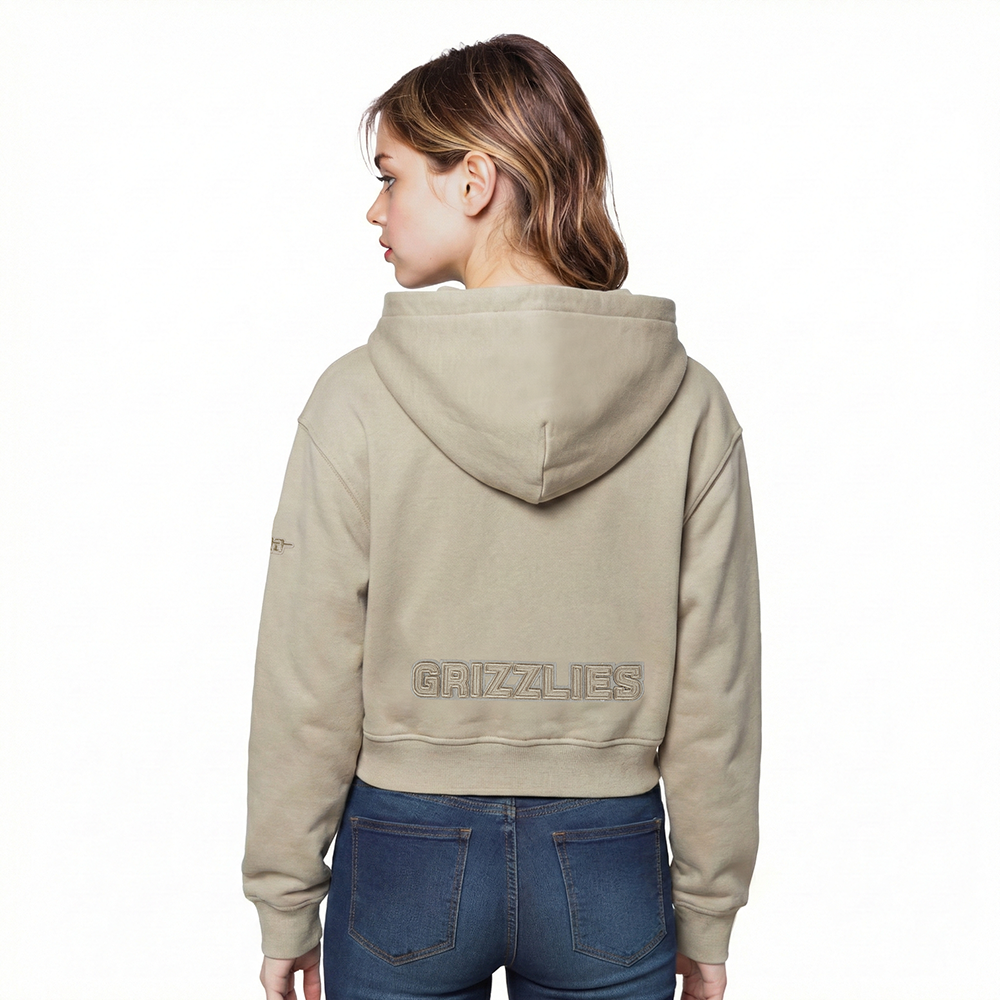 NBA MEMPHIS GRIZZLIES NEUTRAL LITTLE GIRLS FLC PO HOODIE (TAUPE)