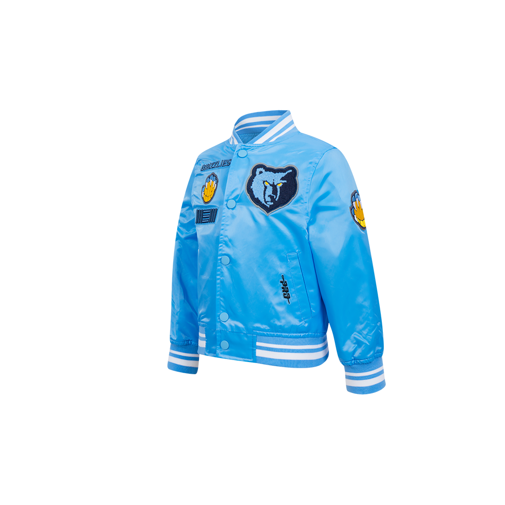 NBA MEMPHIS GRIZZLIES RETRO CLASSIC TODDLER BOYS RIB SATIN JACKET (UNIVERSITY BLUE)