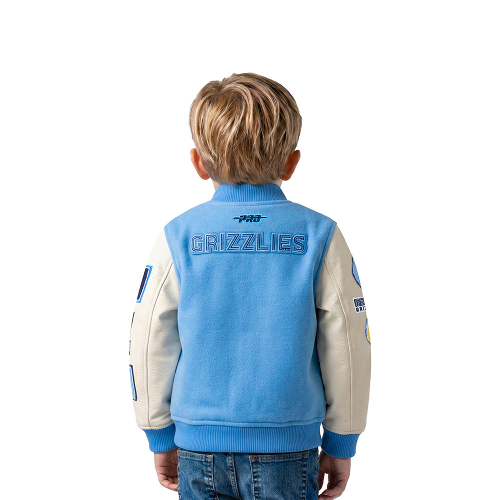 NBA MEMPHIS GRIZZLIES CLASSIC TODDLER BOYS WOOL VARSITY JACKET (UNIVERSITY BLUE/WHITE)