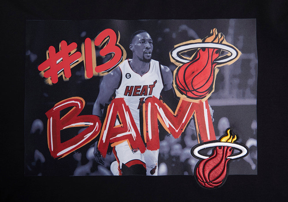 The Miami Heat Store Bam Ado Wearing Miami Heat Fuego Shirt
