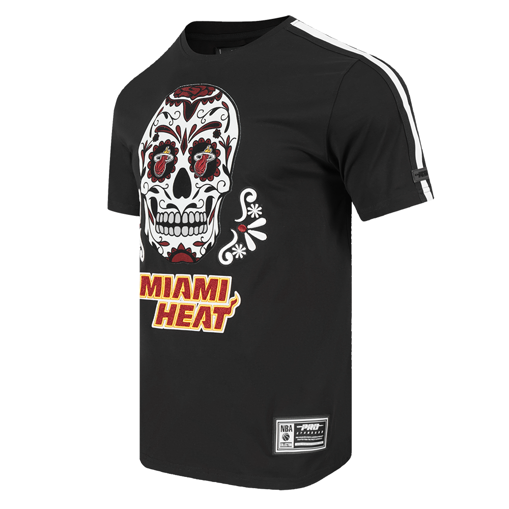NBA MIAMI HEAT SUGAR SKULL MEN'S SJ STRIPED TEE (BLACK)