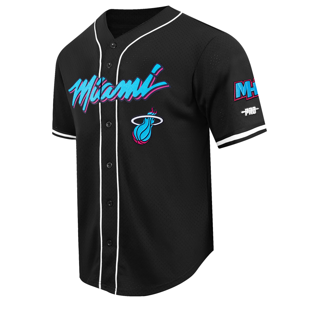 NBA MIAMI HEAT CITY EDITION 25-26 MEN'S MESH BUTTON DOWN SHIRT (BLACK)