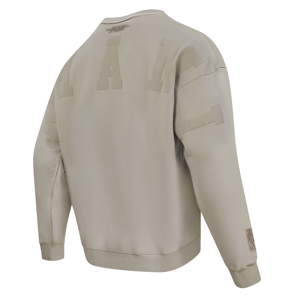 NBA MIAMI HEAT WINGSPAN MEN'S DROP SHOULDER FLEECE CREWNECK (TAUPE)