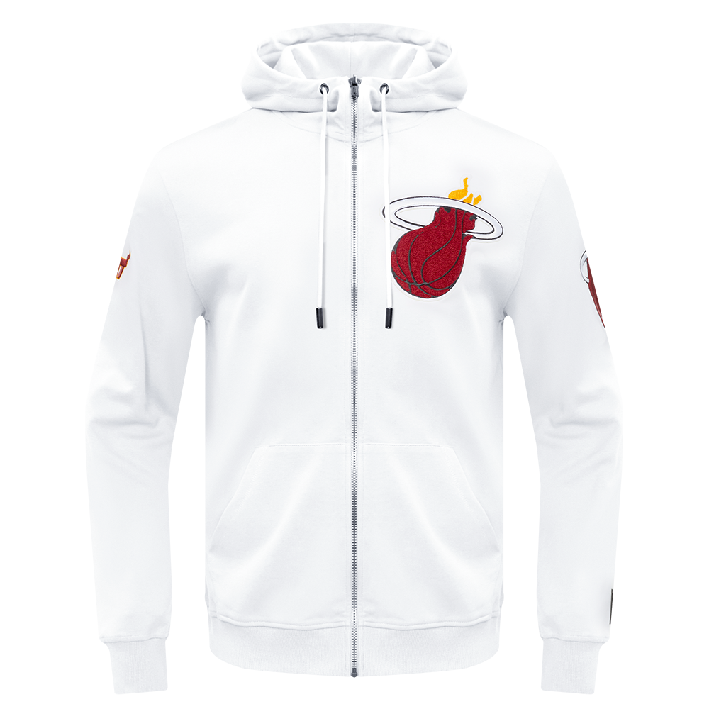 NBA MIAMI HEAT CLASSIC CHENILLE MEN S FZ PO HOODIE WHITE Pro Standard
