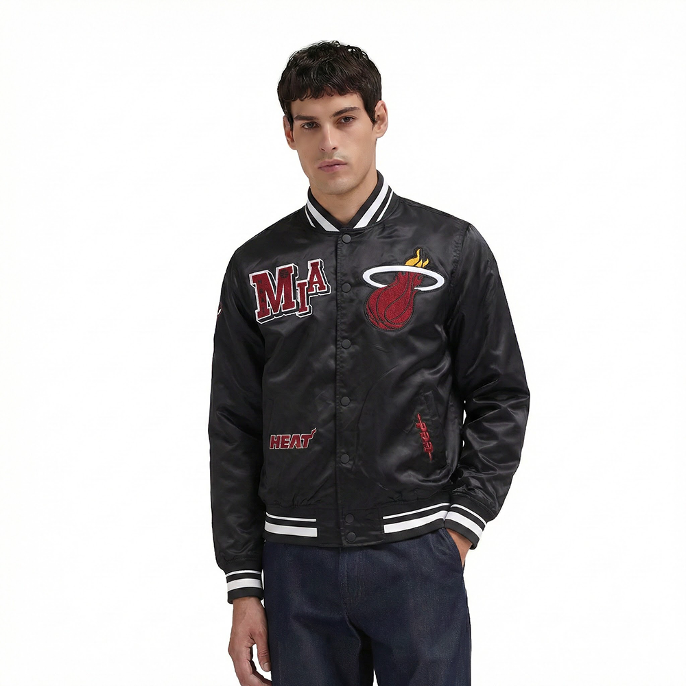 NBA MIAMI HEAT BEST OF MEN'S RIB SATIN JACKET (BLACK)