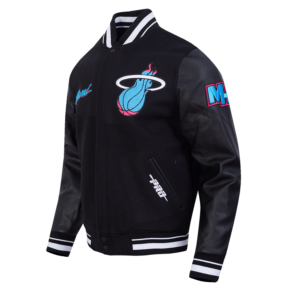 NBA MIAMI HEAT CITY EDITION 25-26 MEN'S RIB WOOL VARSITY JACKET (BLACK)