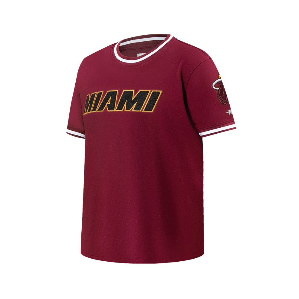 NBA MIAMI HEAT CLASSIC BIG BOYS SS STRIPED RIB TEE (CARDINAL RED)
