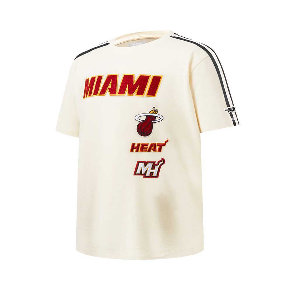 NBA MIAMI HEAT RETRO CLASSIC BIG BOY'S SS TAPING TEE (EGGSHELL/ BLACK)
