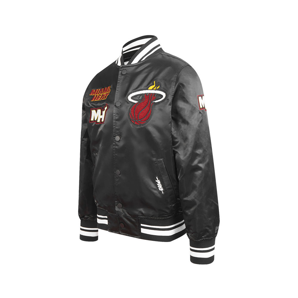 NBA MIAMI HEAT RETRO CLASSIC BIG BOY'S RIB SATIN JACKET (BLACK)