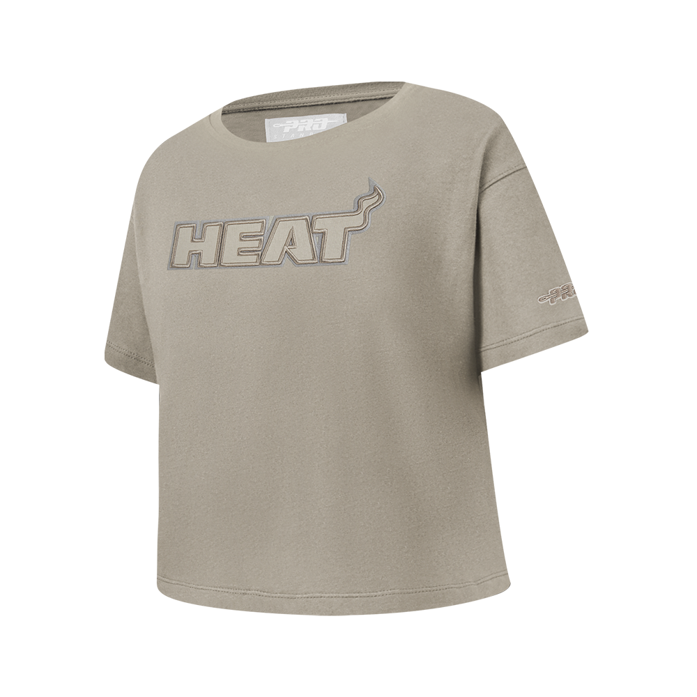 NBA MIAMI HEAT NEUTRAL BIG GIRLS SS BOXY TEE (TAUPE)