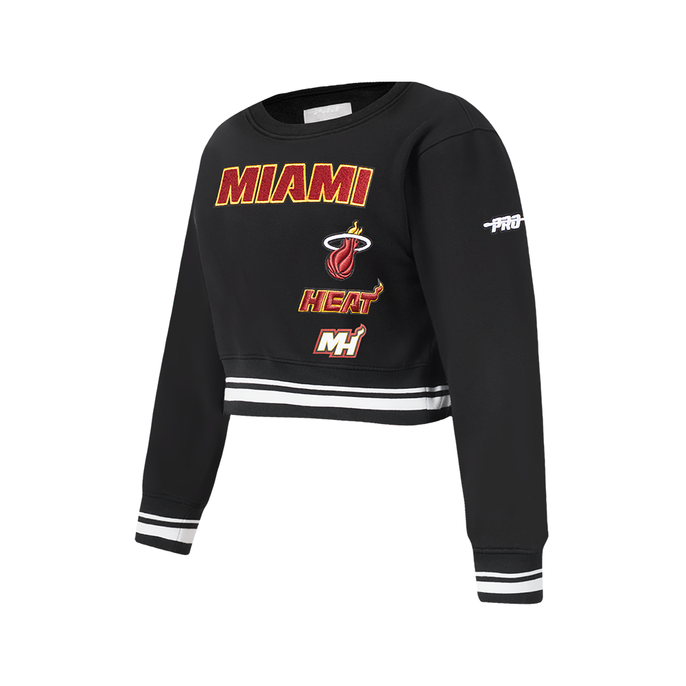 NBA MIAMI HEAT RETRO CLASSIC BIG GIRLS  RIB FLEECE CREWNECK (BLACK)