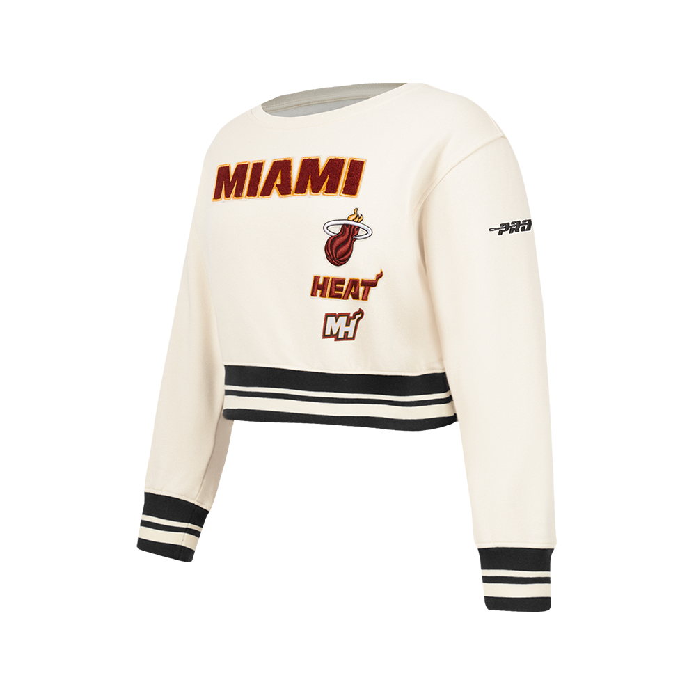 MIAMI HEAT RETRO CLASSIC BIG GIRL'S RIB FLC CREWNECK (EGGSHELL/ BLACK)