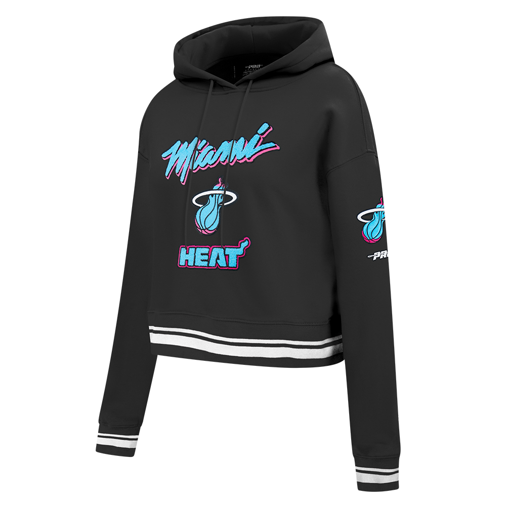 NBA MIAMI HEAT CITY EDITION 25-26 WOMEN'S RIB FLC CROPPED PO HOODIE (BLACK)