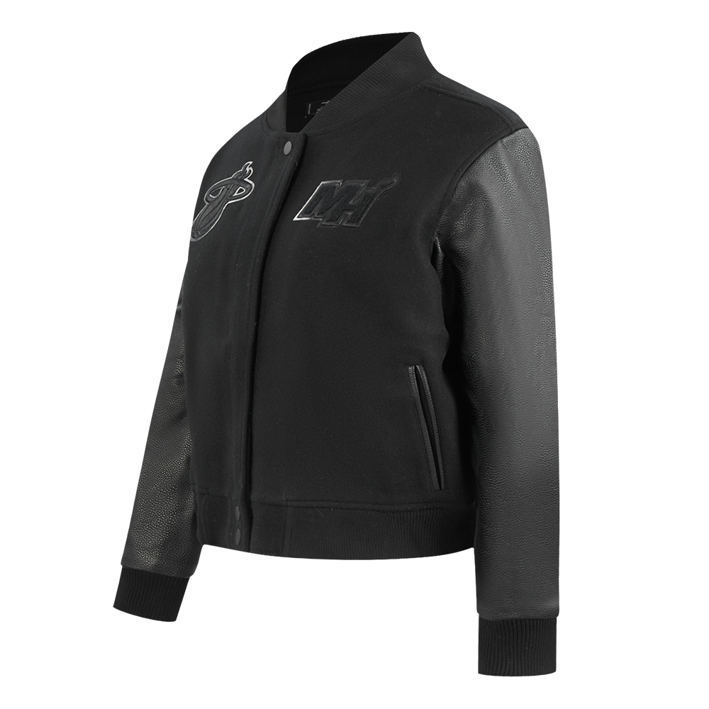 NBA MIAMI HEAT TRIPLE BLACK WOMEN'S WOOL VARSITY JACKET (TRIPLE BLACK WOMEN'S)