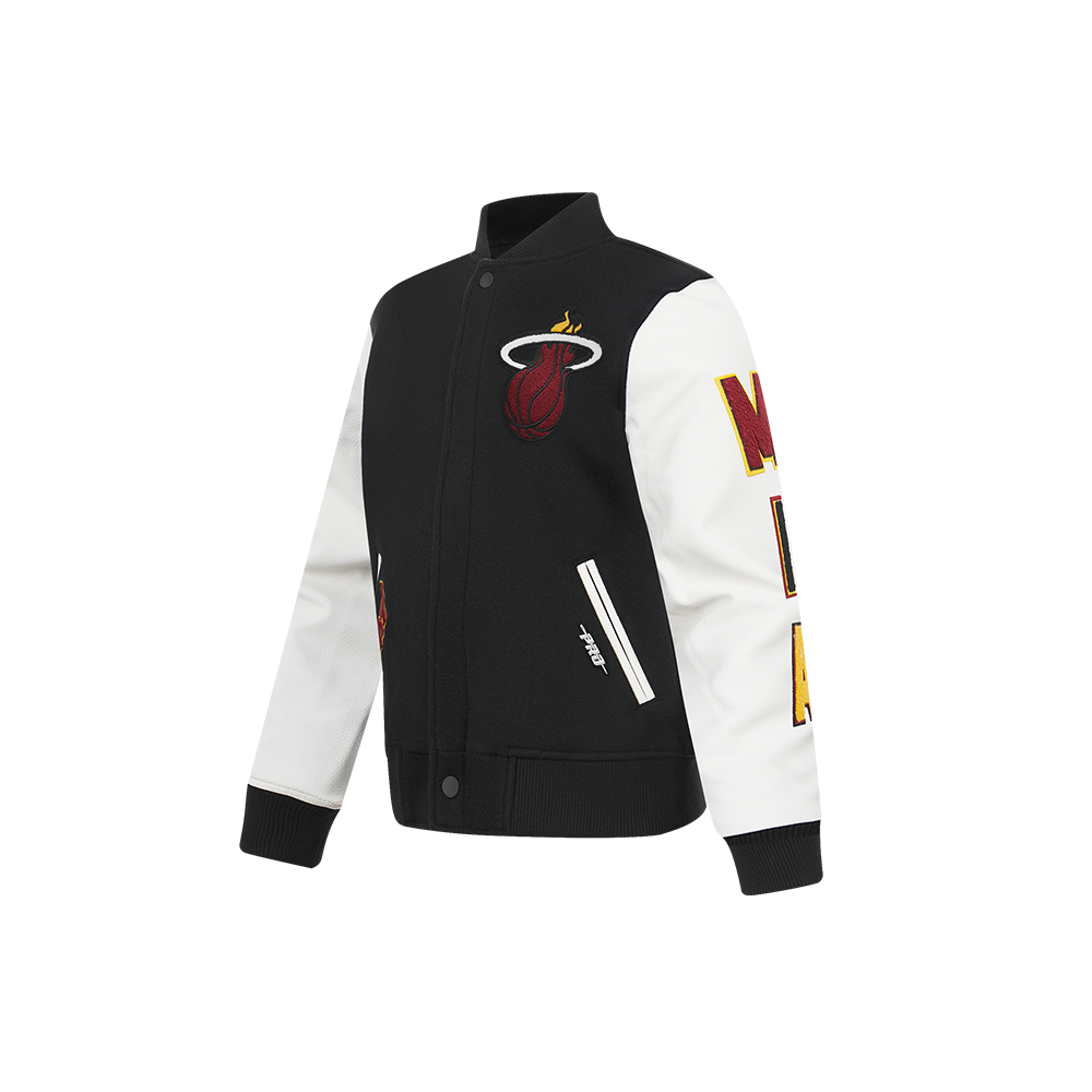 NBA MIAMI HEAT CLASSIC LITTLE BOYS WOOL VARSITY JACKET (BLACK/WHITE)