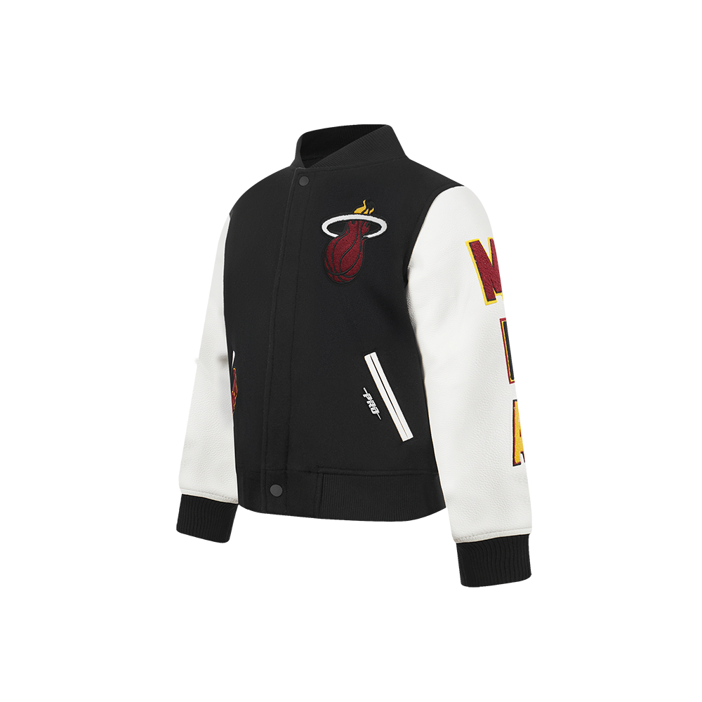 NBA MIAMI HEAT CLASSIC TODDLER BOYS WOOL VARSITY JACKET (BLACK/WHITE)