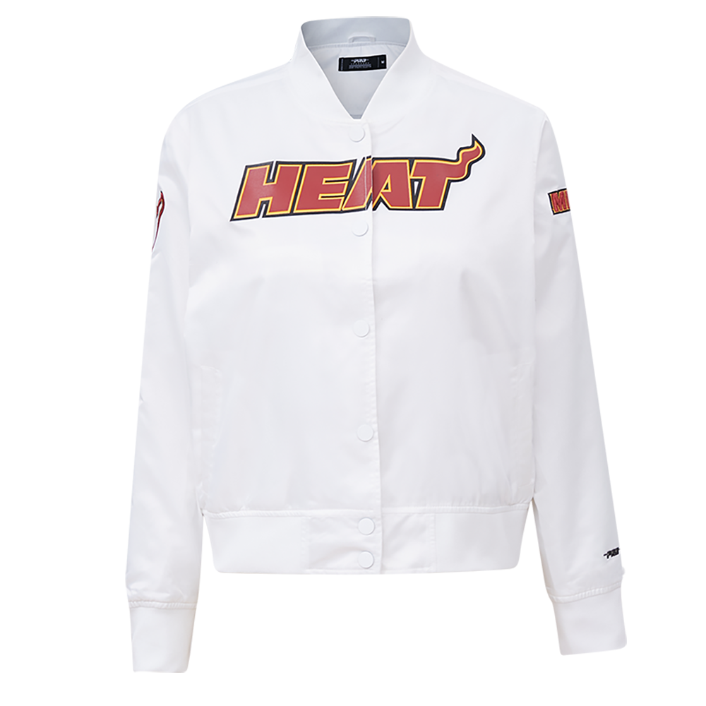 NBA MIAMI HEAT CLASSIC WOMEN S SATIN JACKET WHITE Pro Standard