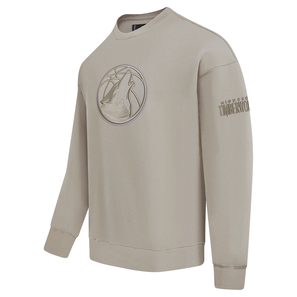 NBA MINNESOTA TIMBERWOLVES NEUTRAL MEN'S DROP SHOULDER FLC CREWNECK (TAUPE)