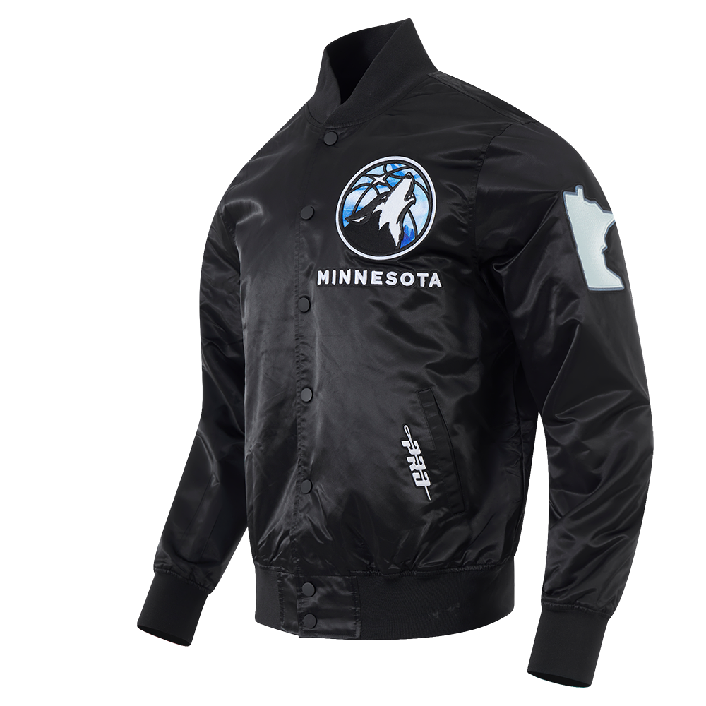 NBA MINNESOTA TIMBERWOLVES CITY EDITION 24-25 MEN'S SATIN JACKET (BLACK)