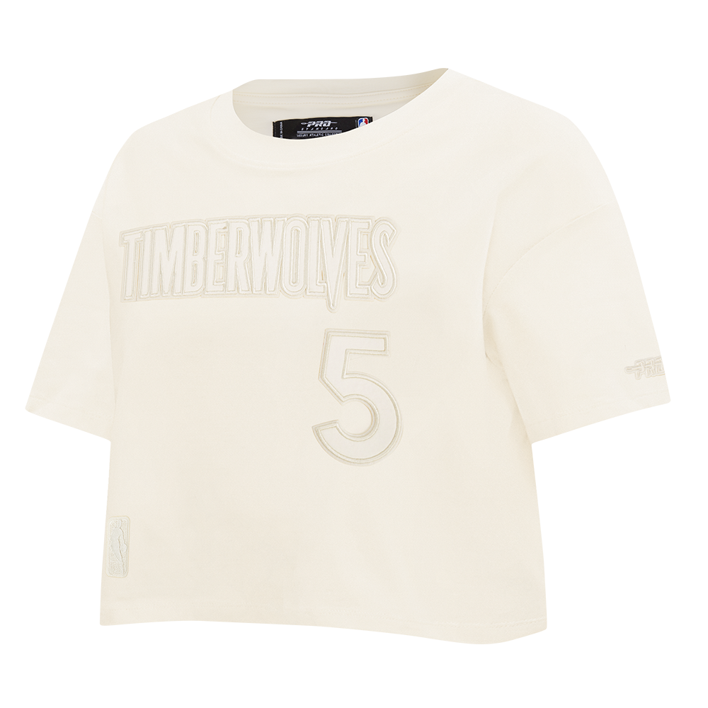 NBA MINNESOTA TIMBERWOLVES ANTHONY EDWARDS #5 NEUTRAL PNN WOMEN'S SJ BOXY TEE (EGGSHELL)