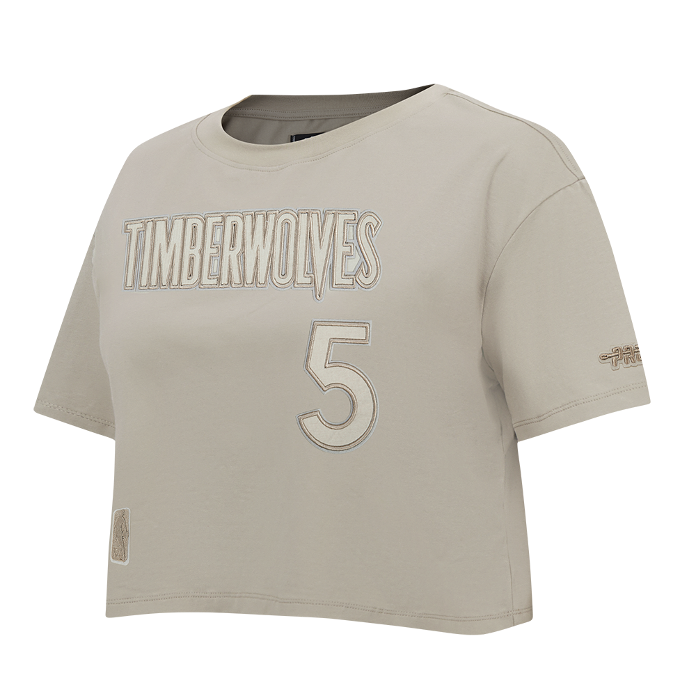 NBA MINNESOTA TIMBERWOLVES ANTHONY EDWARDS #5 NEUTRAL PNN WOMEN'S SJ BOXY TEE (TAUPE)