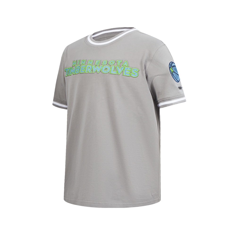 NBA MINNESOTA TIMBERWOLVES CLASSIC BIG BOYS SS STRIPED RIB TEE (GRAY)