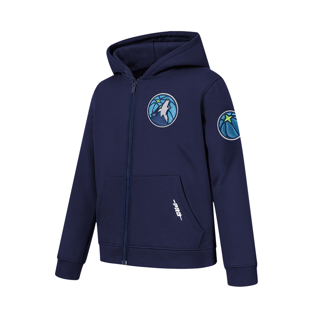 NBA MINNESOTA TIMBERWOLVES CLASSIC BIG BOY'S FLC FZ PO HOODIE (MIDNIGHT NAVY)