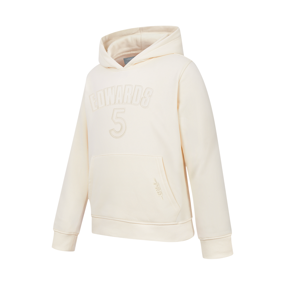 NBA MINNESOTA TIMBERWOLVES ANTHONY EDWARDS #5 NEUTRAL PNN BIG BOY'S FLEECE PO HOODIE (EGGSHELL)